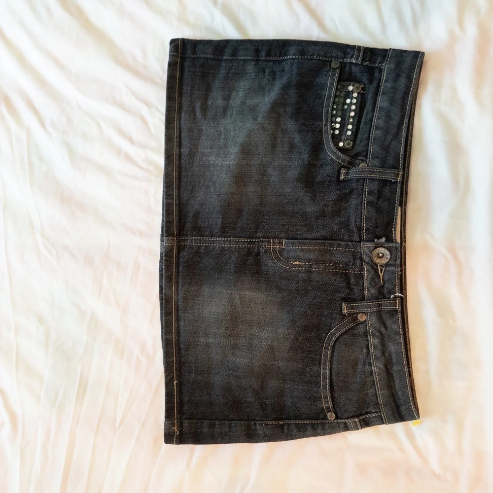 Y2k rhinestone denim mini skirt size 9 farlow jeans - Picture 2 of 8